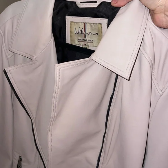 Vintage Women's Light Pink Leather Jacket - Picture 5 of 6